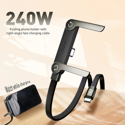 240W USB-C to Type-C Fast Charging Cable with Foldable Desktop Stand