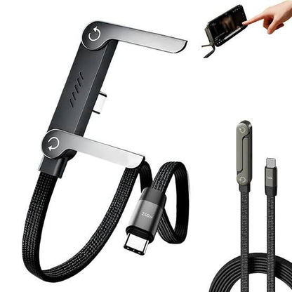 240W USB-C to Type-C Fast Charging Cable with Foldable Desktop Stand